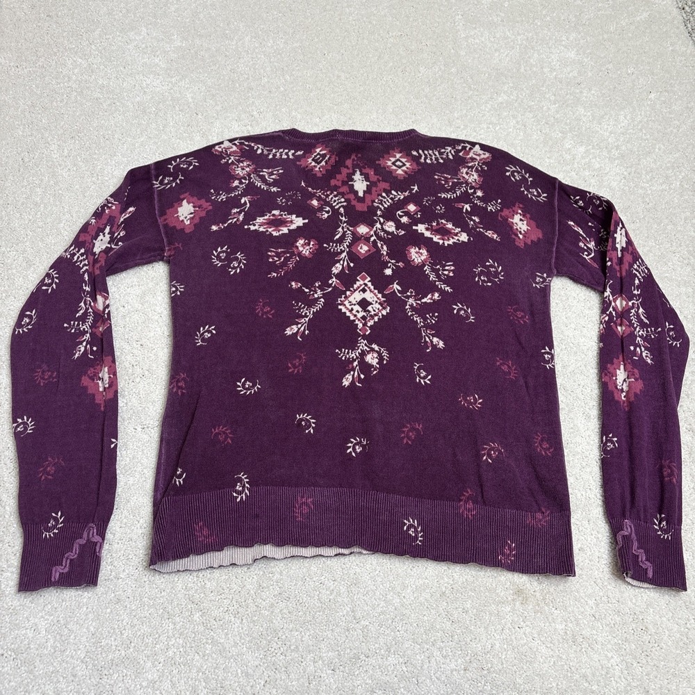 Sundance Catalog Glissade Plum Purple Boho Cotton V-Neck Sweater Size Small - Picture 8 of 8